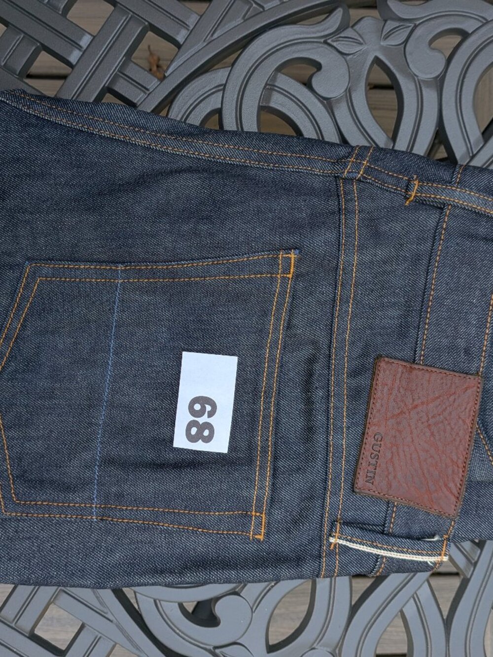 Gustin Selvedge Denim Jeans Size 36 Skinny, Inseam 28.25".